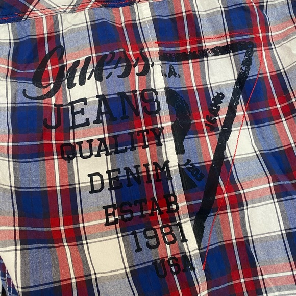 GUESS Plaid Striped Button Down - Picture 4 of 5